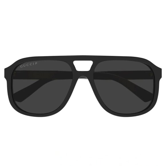 NWT GUCCI SUNGLASSES AVIATOR UNISEX BLACK GRAY EYEWEAR GUCCI - Picture 2 of 3